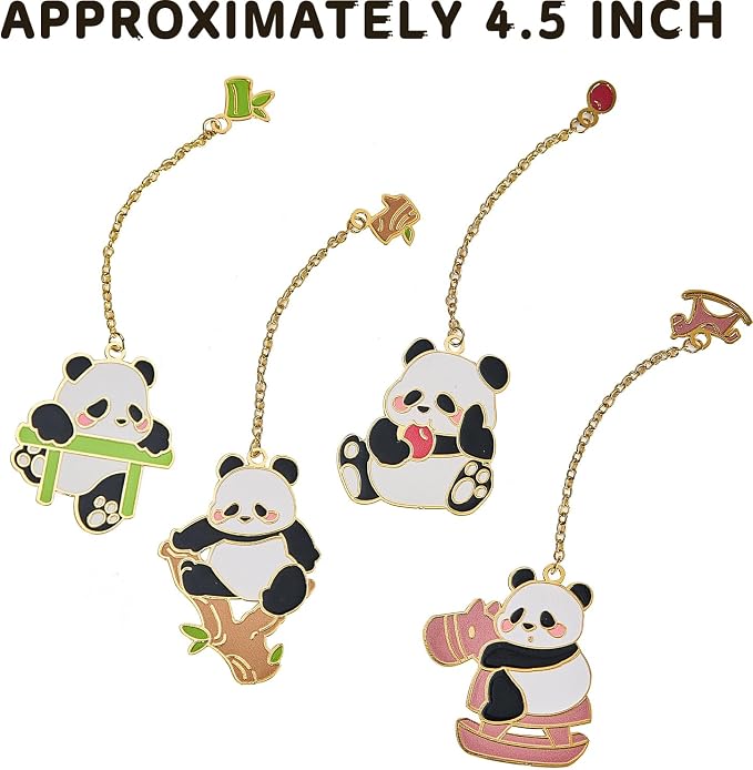 4 PCS Cute Panda Bookmarks, Metal Book Marks for Reading Women, Adults Teens Teacher, Book Lovers Gifts