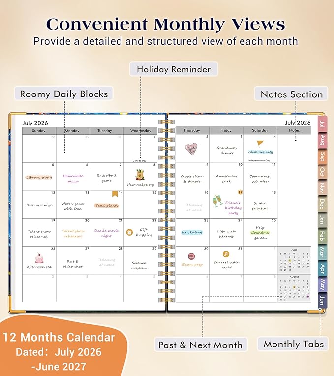 Academic Planner 2026-2027, Hardcover Weekly and Monthly Calendar Planner from July 2026 - June 2027, 8.5" x 11" A4 Large Daily Agenda with Tabs, College School Organizer for Student Teacher, Cosmic Tree of Life