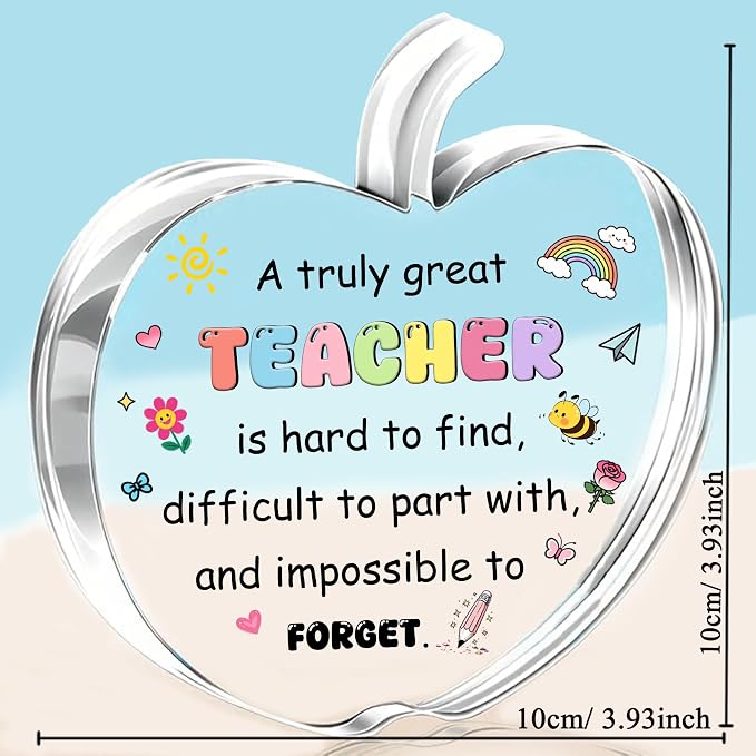 Teacher Gifts for Teachers Day Appreciate Presents Birthday Flower Shaped Signs Bookmark Keychain 3PC Set Graduation Christmas Keepsakes Acrylic Keyring Thank You Plaque Women Men Retirement (Teacher)