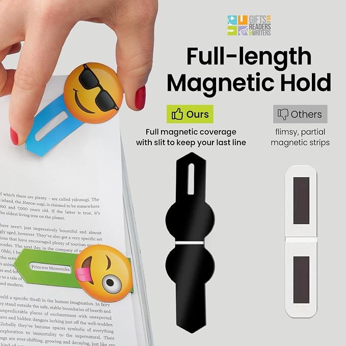Gifts for Readers & Writers Linemarker Magnetic Bookmarks for Women & Men Crazy & Cool, Set of 2 Magnet Bookmark Clips, Magnetic Page Holder & Book Marker for Reading, Cute Bookmarks Design for Kids