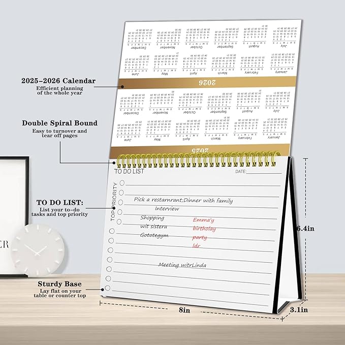 Small Desk Calendar 2026-2027 - Standing 2026 Desk Calendar, APR.2026 to JUN.2027, 8" x 6", Monthly Flip Desktop Calendar with Stickers, Your Personal Desk Planner for Home Office