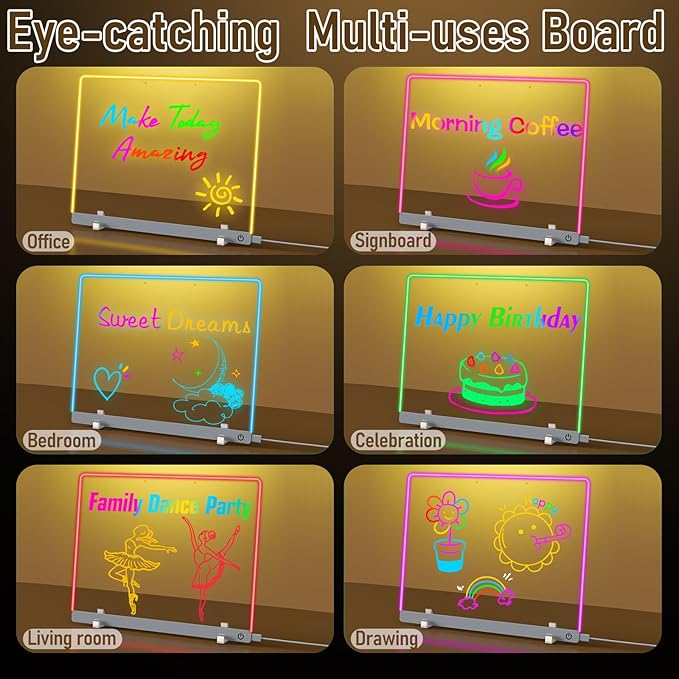 Gifts for Women Men Girls-Personalized DIY Night Light Message Board with Erasable Pen,Room/Home/Office Décor,Best Gift for Mother's Day/Father'sday/Birthday/Wedding/Anniversary (White-Clear)