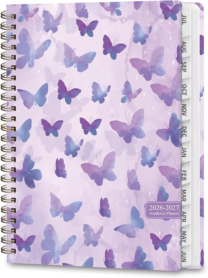 Academic Planner 2026-2027, Weekly and Monthly Agenda Planner, Daily Calendar Planning Notebook (July 2026 - June 2031), School Teacher Student Supplies, Purple Butterflies