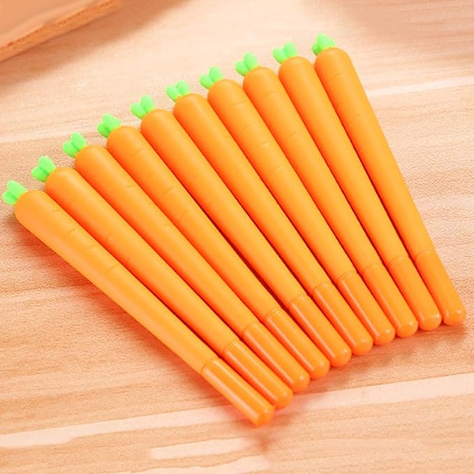 Jowxsx 3Pcs Orange School Company Writing Gel Pen, Creative Classic Cute Gel Pen to Write Smoothly Funny Carrot 0.5mm Black Gel Ink Pen Office School Supply Creative Gift Writing Correction Supplies