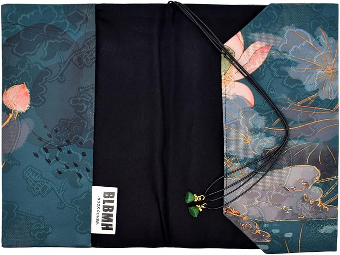 BLBMH 5x8 Book Cover | Handmade Non-Stretch Fabric Sleeve with Bookmark | for Paperback Bible Journal | Privacy Reading Gift for Women - Lotus