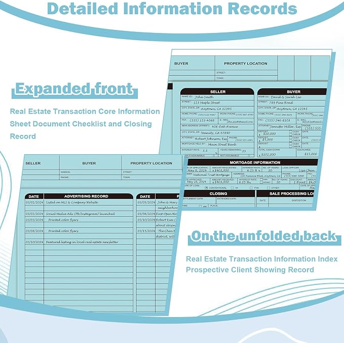 25 Sheets Blue Real Estate Listing Folder Letter Size Real Estate Transaction File Folders with Color-Coded Dots Right Panel List Estate Planning Document Folder Realtor Supplies for Organizing