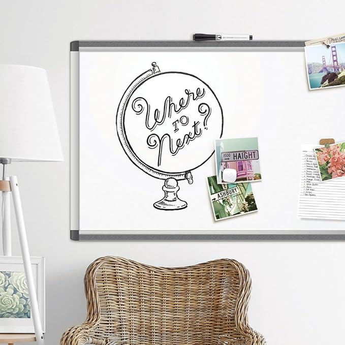 U Brands PINIT Magnetic Dry Erase Board White Board, 96" x 48" Inches, Silver Aluminum Frame