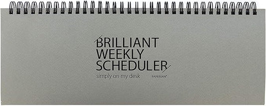 PAPERIAN Brilliant 2021 Weekly Planner - Wirebound Undated Gray Desk Planner (12 X 4.4 inches)