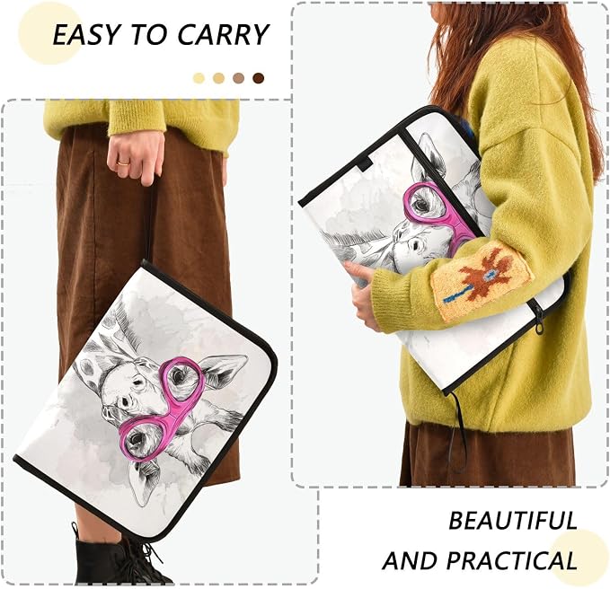 Giraffe with Goggles Accordion File Organizer Expanding Document Folder with 13 Pockets Portable File Folder for A4 Letter Size