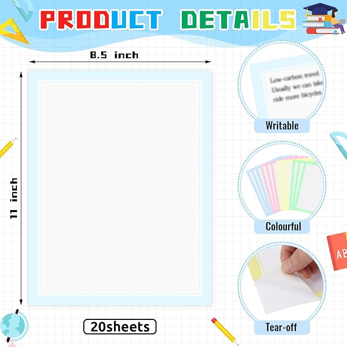 Henoyso 100 Pcs Science Fair Board Supplies Back to School Include 80 Trim Scalloped Bulletin Borders 20 Project Printable Adhesive Paper for Classroom Office Display(Macaron Color)