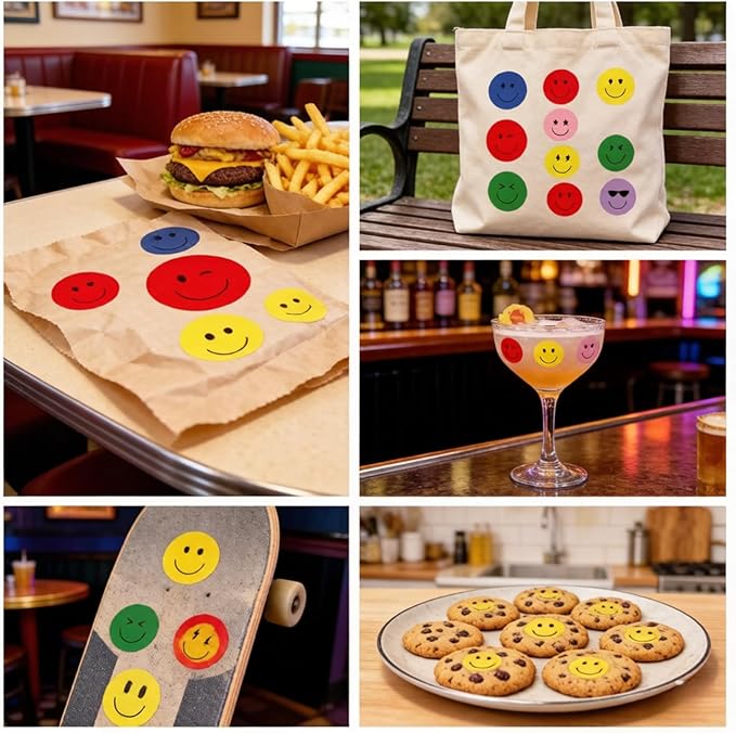 500 Pcs Happy Smiley Face Stickers - 1 Inch Smile Face Sticker Happy Face Stickers Round Emoticon Reward Labels for Kids Classroom, Teachers, Party Favors, Scrapbooking(Multi Colored Smile)