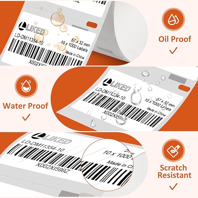 L LIKED 8 Rolls 2.25" x 1.25" Direct Thermal UPC Barcode Strong Adhesive Labels, Compatible with Rollo/Zebra/Jadens/Nelko/Phomemo/Munbyn Desktop Printers and Dymo 30334 Replacement (8000 Labels)