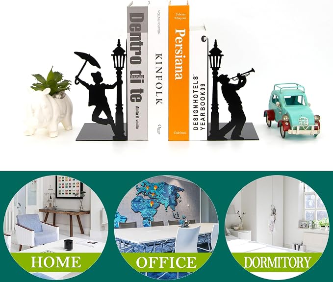 Design Book Ends for Shelves Decorative Desk or Countertop, Hidden Metal Bookends Hold Books, Bookend Holder for Mother's Day Decorations Gift, Gift for Book End Mother's Day Decor (Set of 2)