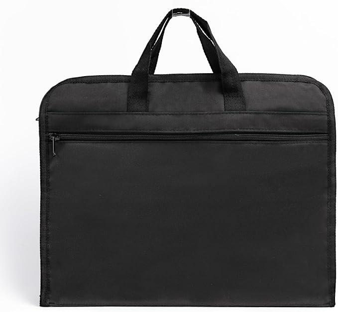 M&G 12x15 in Large Zipper Pouch with Handle, A4 Foldable Heavy-Duty Waterproof Oxford Zipper Document Bag, File Organizer for Office Travel Books Papers Filing Folder, Double Layer 1 Pack (Black)