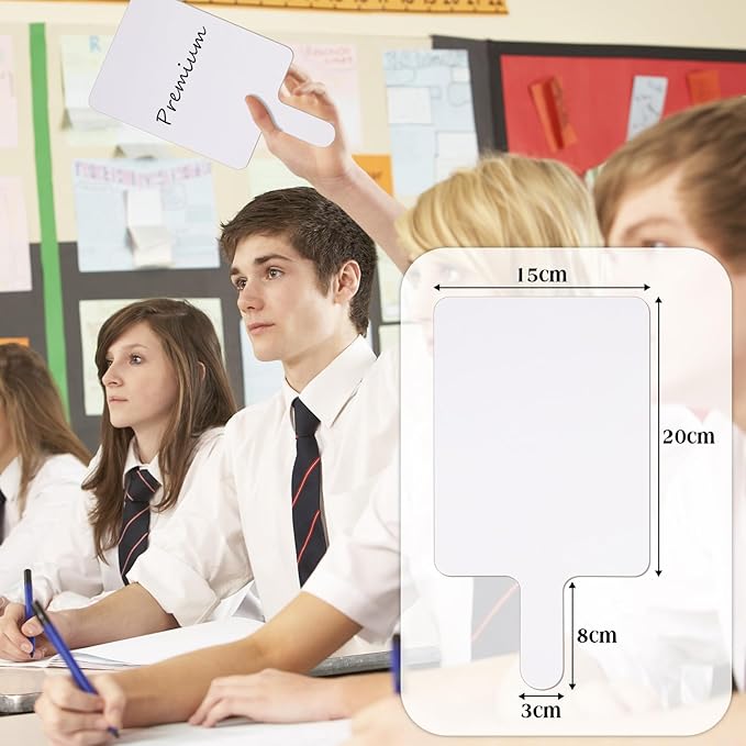 Seajan 200 Pcs Dry Erase Answer Paddles for Classroom, Double-Sided Handheld Mini Whiteboards Bulk Set for Teachers, Students & School Learning(Rectangle,28 x 15 cm)