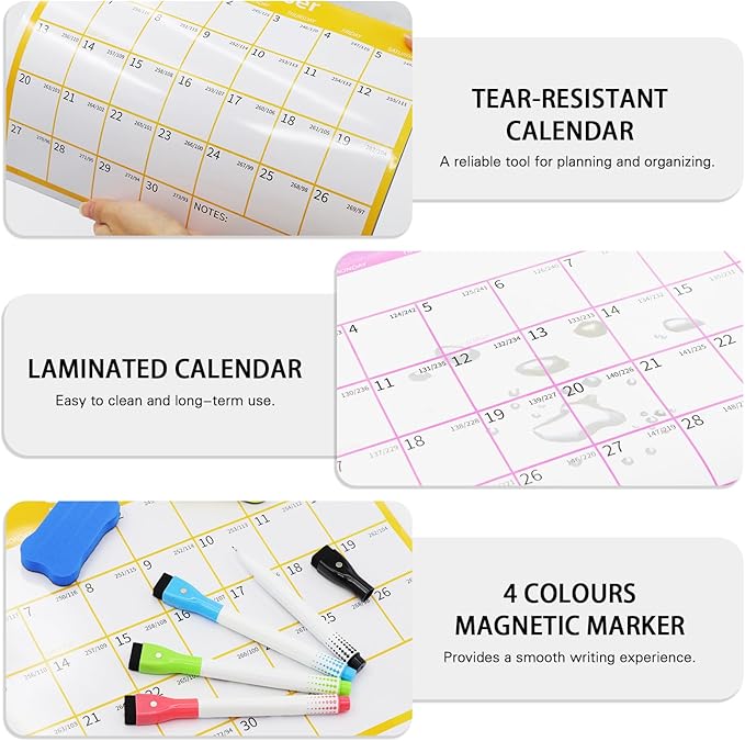 2026-2027 Large Dry Erase Calendar for Wall 48" x 32" Yearly Wall Calendar 24 Month Calendar Planner Laminated Erasable Yearly Planner Annual Task Organizer for Office School Home Use(Fold Package)