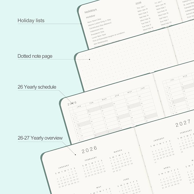And Per Se 2026 Planner, 15 Months Hardcover Daily, Weekly & Monthly Planner, A5 size, 100GSM Thick Paper, Back Pocket, 5.7" x 8"(Forest Green)