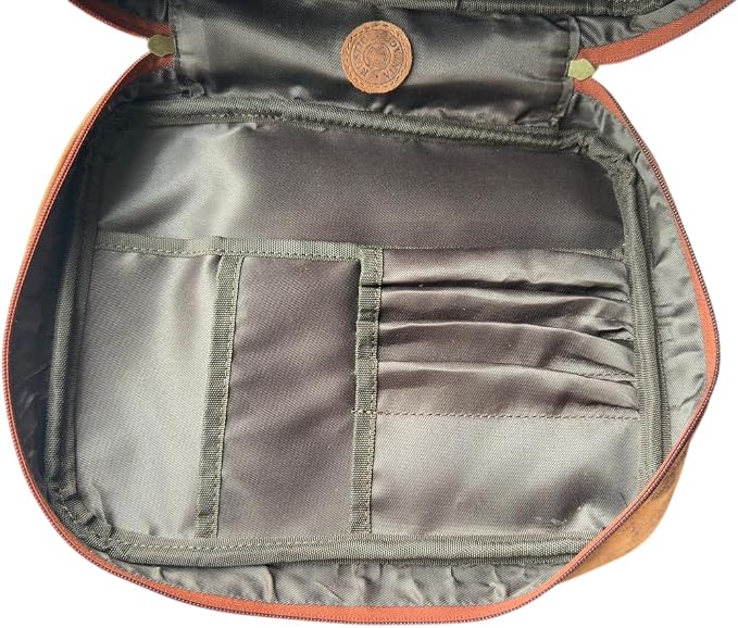 Genuine Leather Bible Case for Men & Women 11 x 8 inch, Bible Cover with Handle & Zip Clousre, Pen Holder, Multiple Storage Compartments Bible Carrying Bag (Red)