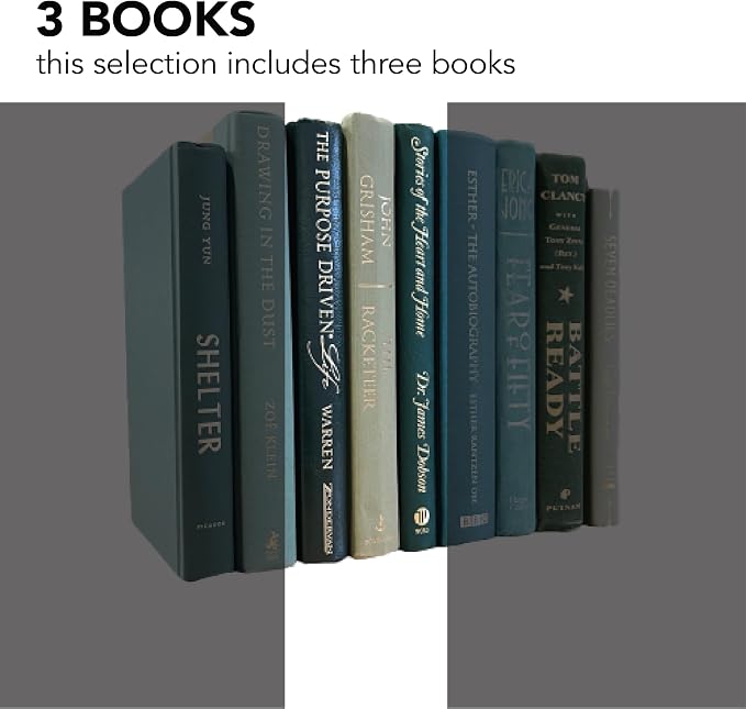 Decorative Accent for Home Decor – Real Books by Color® Interior Styling Piece for Bookshelf, Coffee Table, Design Display (Set of 3, Green)