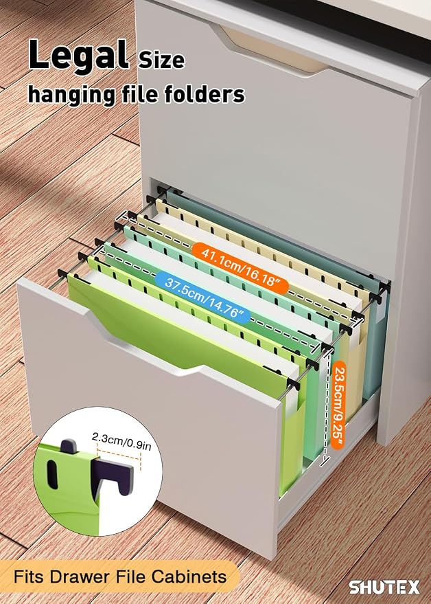 SHUTEX Extra Capacity Plastic Hanging File Folders,12 Pack Reinforced Expanding Hang Folder Legal Size,Accordian Pocket,Heavy Duty 2 Inch Expansion,Hanging Folder Organizer for Office Home, Pastel
