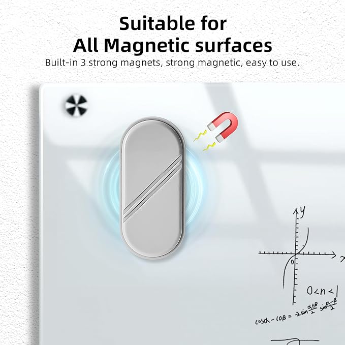 Dry Erase Eraser, Magnetic White Board Erasers - 2 Pack,Glass Board Glass Whiteboard Eraser for Office and School Supplies (Gray)