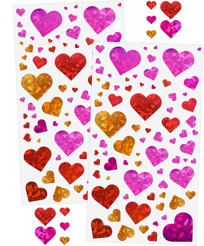 Anwyll 3000Pcs Heart Stickers - 1/2Inch Holographic Colored Heart Stickers Tiny Mini Small Heart Shape Sticker Self Adhesive Happy Valentines Day Heart Love Sticker for Envelope Card Crafts Gift Wrap
