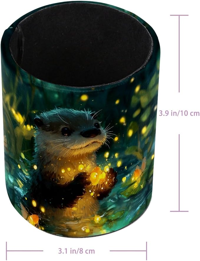 Cute Otter Leather Pen Holder for Desk, Multifunctional Desktop Organizer Pencil Cup, Desktop Caddy Stationery Organizer for School Home Office Desk Accessories