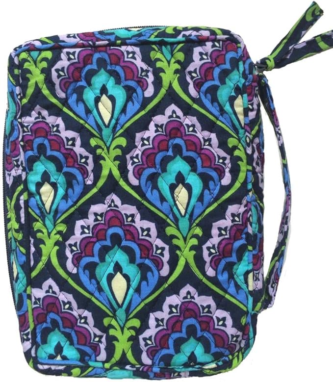 DIWI Quilted Bible Cover Large Sizes 10 X 7 X 2.75 Inches Good Book Case (L, C1 Peacock Garden)