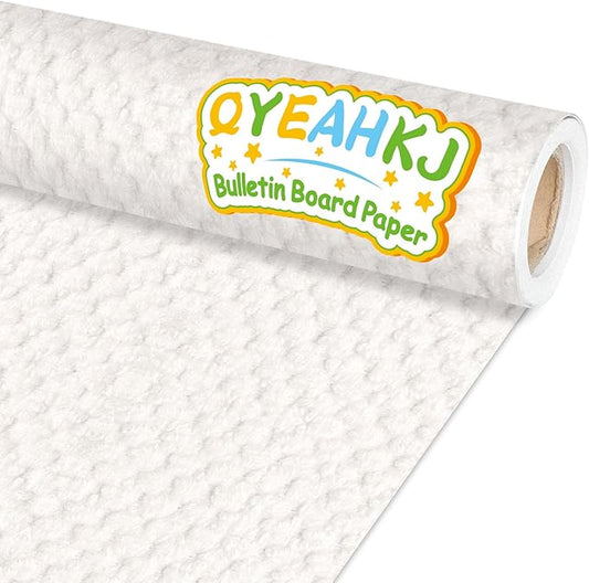 Qyeahkj White Woven Bulletin Board Paper Roll Rustic Bulletin Board Background Paper Fade Resistant Classroom Decoration Poster Art Craft Home Wall Education Decor Supplies 17.7in x 20ft