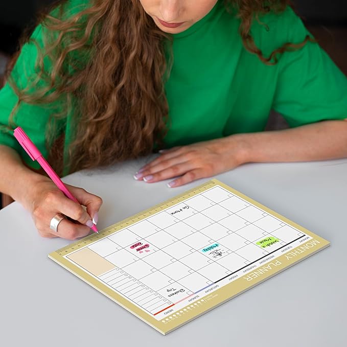 Phyxin Undated Planner, 54 Sheets Blank Calendar, 11.2" x 8.3" Monthly Calendar Planner, Tear Off Undated Monthly Planner with Memo for Women, Students, Teachers, Yellow