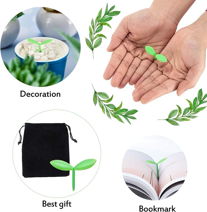 Outus Sprout Little Green Bookmarks Silicone Grass Buds Mini Leaf Grass Creative Green Bookmarks Marking Tag Decoration Gifts for Students Bookworm Book Lovers(6 Pieces)