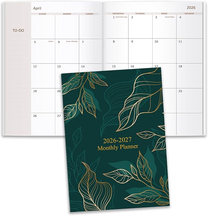 2026-2027 Monthly Planner - 15 Months Calendar from April 2026 - June 2027, Monthly Planner 2026-2027 Easy to Organize Your Daily Life, 7" x 10", Gold Leaf
