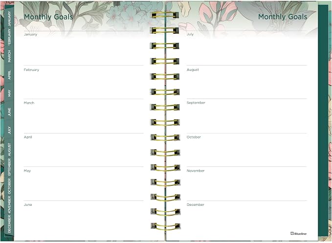 Blueline® 17-Month Weekly/Monthly Planner, August 2026 to December 2027, Four-Color Interior, Hard Cover, 8" x 5", Verdant Design (C448017.01)
