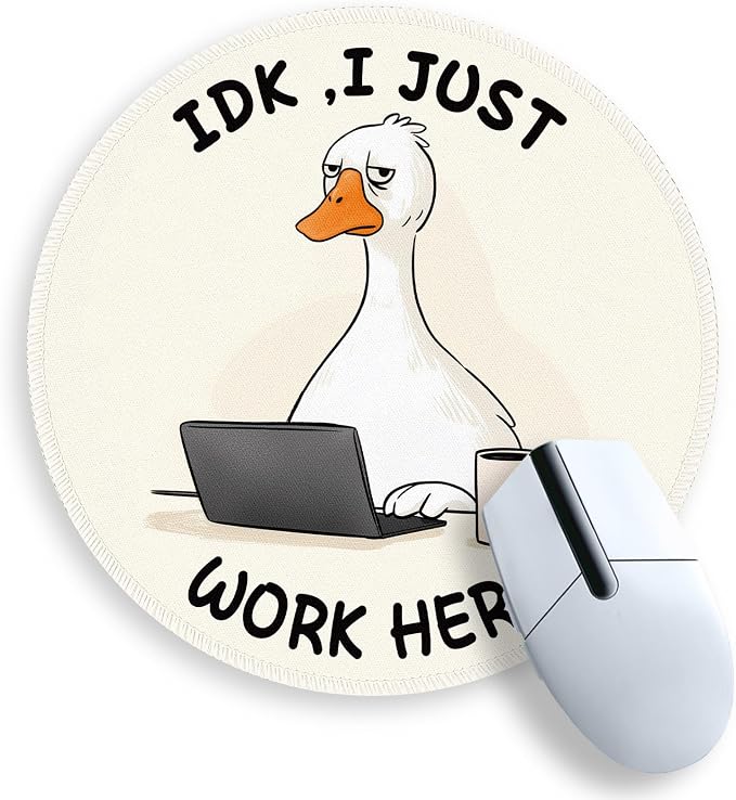 Gctriki Goose Round Mouse Pad, Cute Office Decor for Women, Funny Small Mousepad，Stitched Edge Non-Slip Rubber Base, Personalized Computer Mouse Pads for Laptop Mouse，Office Desk Accessories Gifts