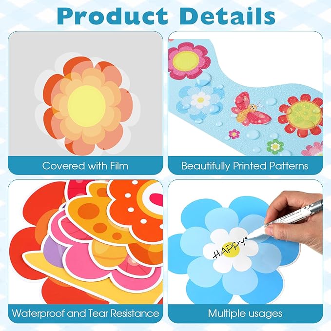 Pajean Spring Christian Bulletin Board Sets Classroom Decor, We are Blooming for Jesus Religious Cutouts 3D Flower Honeycomb Cross Borders, Sunday School Church Wall Door Decoration Office Supplies