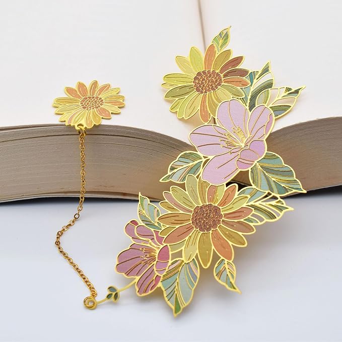 BLBMH Flowers Bookmark for Women, Mothers, Teachers - Unique Gifts, Cute & Funny Metal Book Marks for Girls & Moms - F4 Daisies