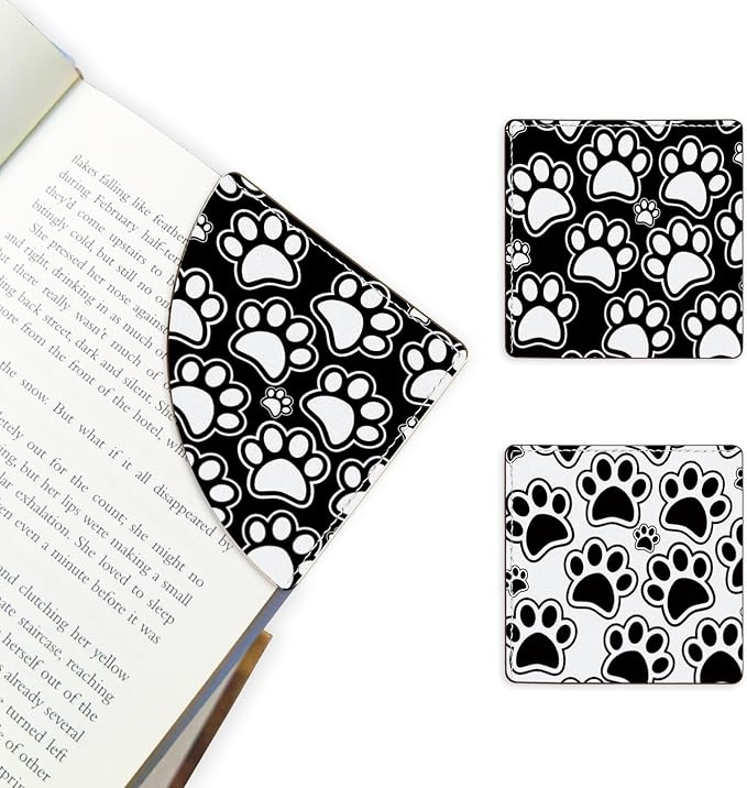 2 Pack Dog Paw Leather Book Corner Bookmark, Durable Handmade Reading Accessories - Gifts for Readers, Women, Men, Teachers, Students 2