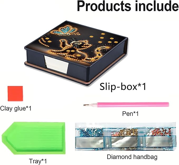 Cat Diamonds Painting Kit Note Box,Animal Memo Paper Storage Box Diamond Art,Sticky Note Holder Diamond Art,Diamond Painting Memo Pad For Office Desk. (Cat)