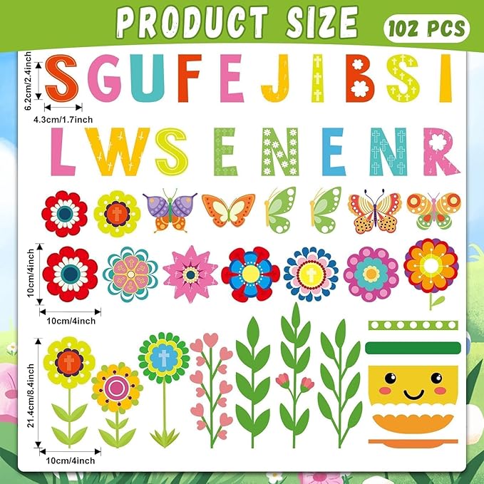 Spring Christian Flower Bulletin Board Decorations Set Religious Easter Bulletin Board with Flower Butterfly Cutouts Jesus Brings New Life Craft for Party School Classroom Home Wall