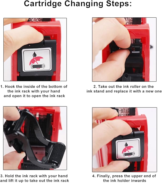 Eujgoov 8 Digits Price Tag Manual Labeling Machine Portable Label Maker with Price Label Machine (Red)