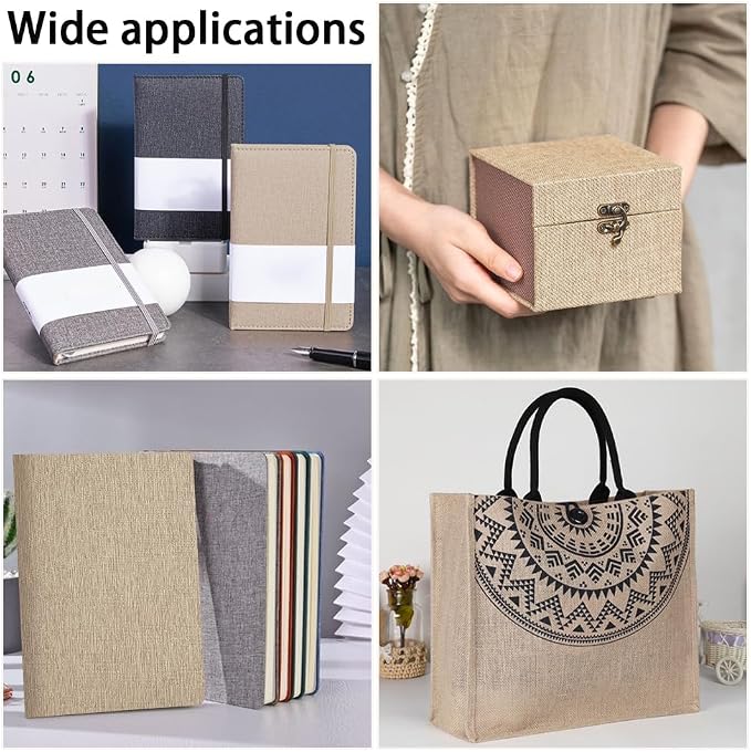 CRASPIRE 51 x 11.8 Inch Book Binding Cloth Book Cover Fabric Polyester Linen Woven Surface Paper Backed Burlywood Bookcover for Books Album Scrapbooking Archival DIY Covering Bookbinding Protector