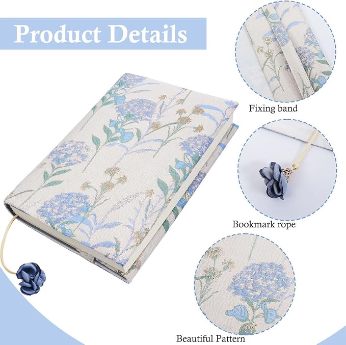 Paperback Book Cover Protector, A5 Book Covers for Hardcover, Book Sleeve for Book Lovers, Soft Cloth Book Covers with Bookmark Fit for 5.5 x 8.2 inch Notebook Textbooks Bible - Blue Dandelion Pattern