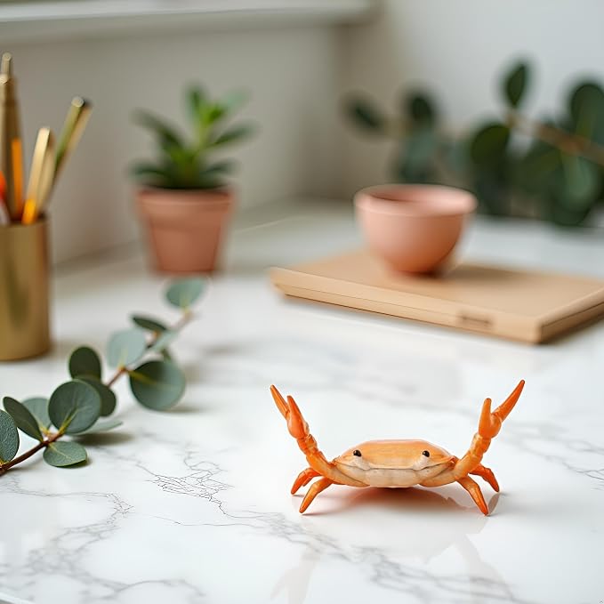 Creative Crab Pen Holder Weightlifting Crabs Pen Stand Storage Rack, Office Desktop Decoration, Pencil Holders Desk Supplies Holders and Dispensers, Desk Accessories and Workspace Organizers (Orange)