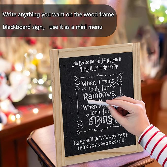 Harloon 6 Pcs 10.5" x 8.5" Framed Chalkboard Bulk Double Sided Wood Tabletop Small Chalkboard Signs Mini Blackboard Classroom School Supplies for Party Home Office Art Craft Birthday Wall Menu Food
