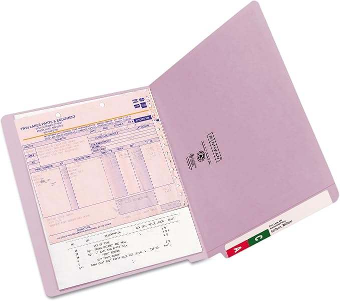 SMD25410 - Smead 25410 Lavender End Tab Colored File Folders with Reinforced Tab