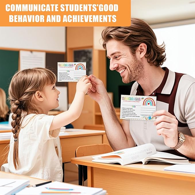 100pcs Teacher Mail Cards Teacher Notes for Students, Classroom Must Haves for Teachers Elementary Boho School Supplies Class Rewards Cards, Class Incentives for Elementary Students Good Behavior