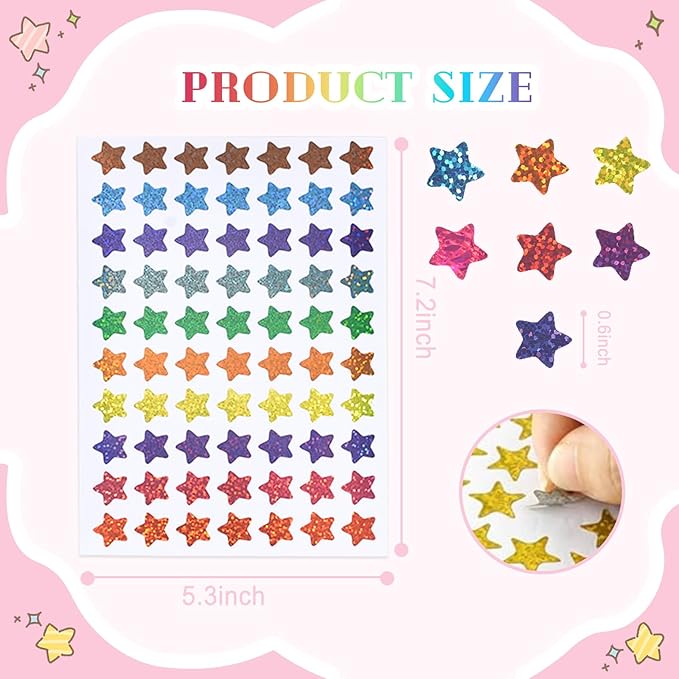 Colorful Star Stickers, 1400PCS, Student Reward Stickers, Valentine's Day Packaging Choice, Teacher Supplies (Colorful Version-2)
