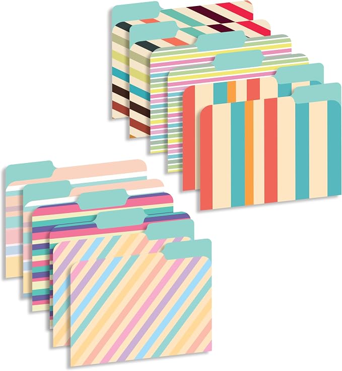 Decorative 1/3 Cut Tab File Folders (Stripes)