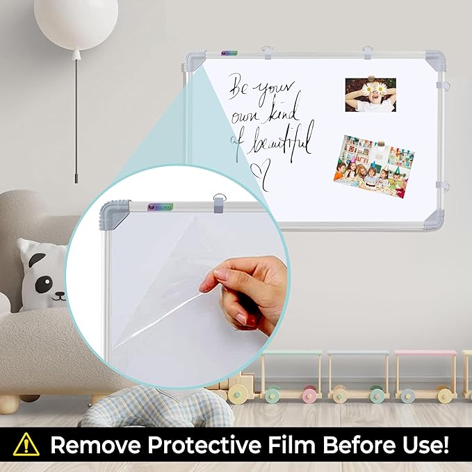 (Magnetic) 2X3 Feet White Board with (Marker, Duster and Magnets) Ideal Use for Home, Office, Kids with Sliding Hanging Clips, Robust Aluminum Frame and Smooth Melamine Surface (89X59 cms)