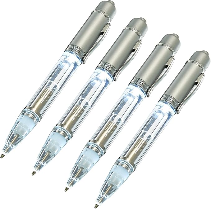 Glovion Led Light Pen,Penlight for Nighttime Writing - White - Pack of 4 Pens